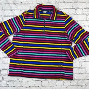 Land's End Fleece Quarter Zip Pullover Top LP